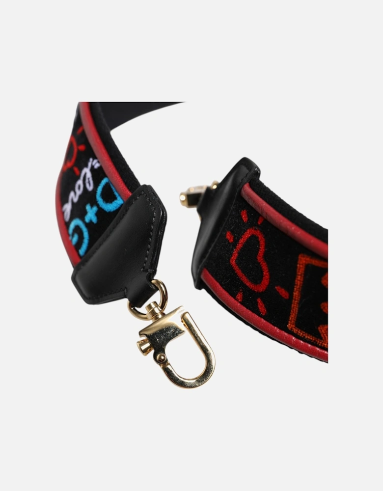 Strap Handbag Accessory with Multicolor Print Women - Black Bags