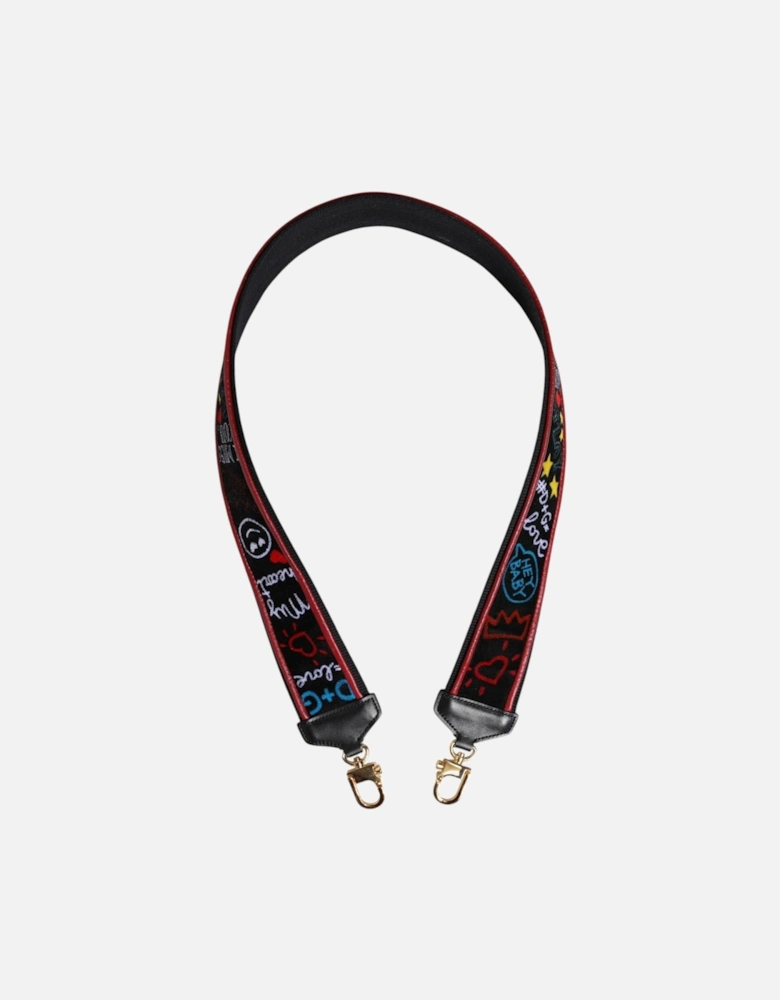Strap Handbag Accessory with Multicolor Print Women - Black Bags