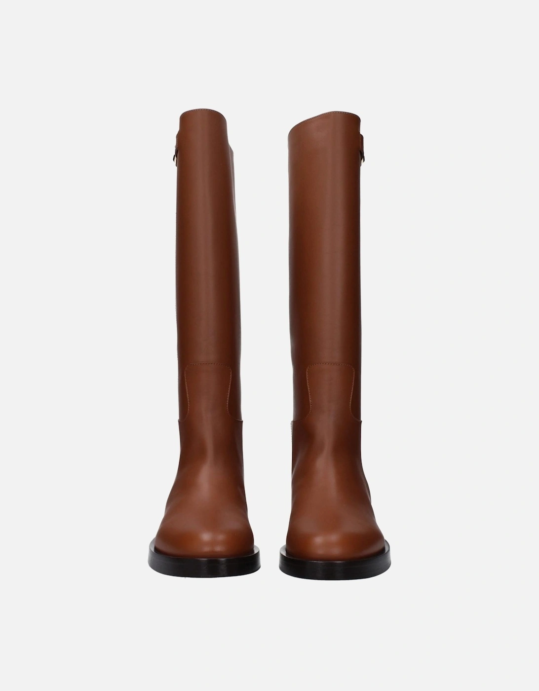 Leather Boots with Buckle Closure and Side Logo Women - Brown