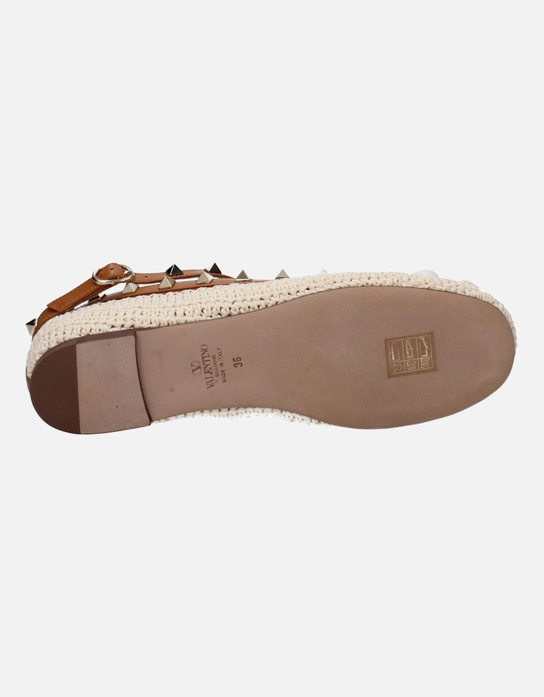 Raffia Ballet Flats with Studded Detail Women - Beige Shoes