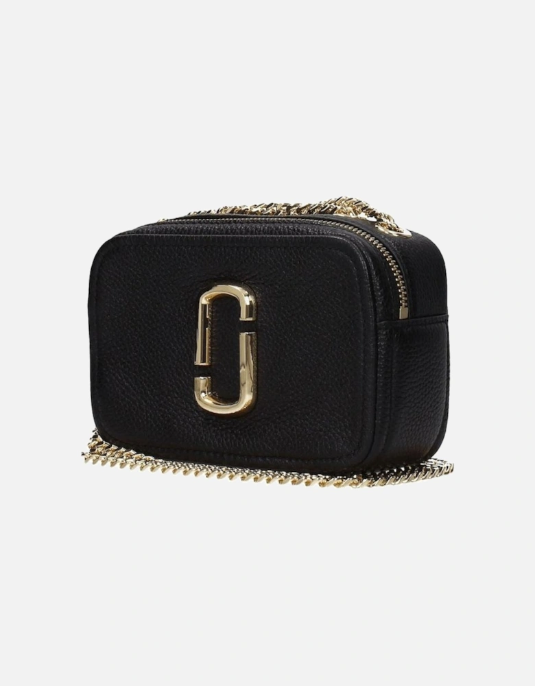 Leather Small Crossbody Bag with Side Logo Women - Black