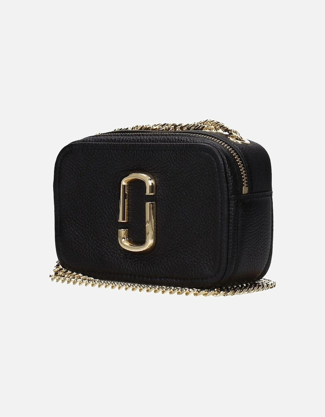 Leather Small Crossbody Bag with Side Logo Women - Black