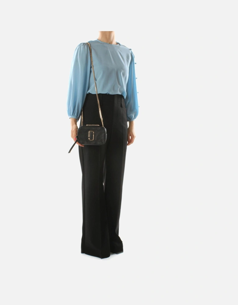 Leather Small Crossbody Bag with Side Logo Women - Black