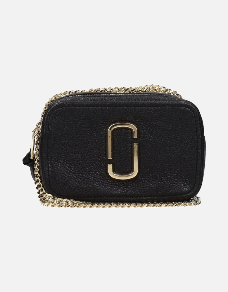 Leather Small Crossbody Bag with Side Logo Women - Black