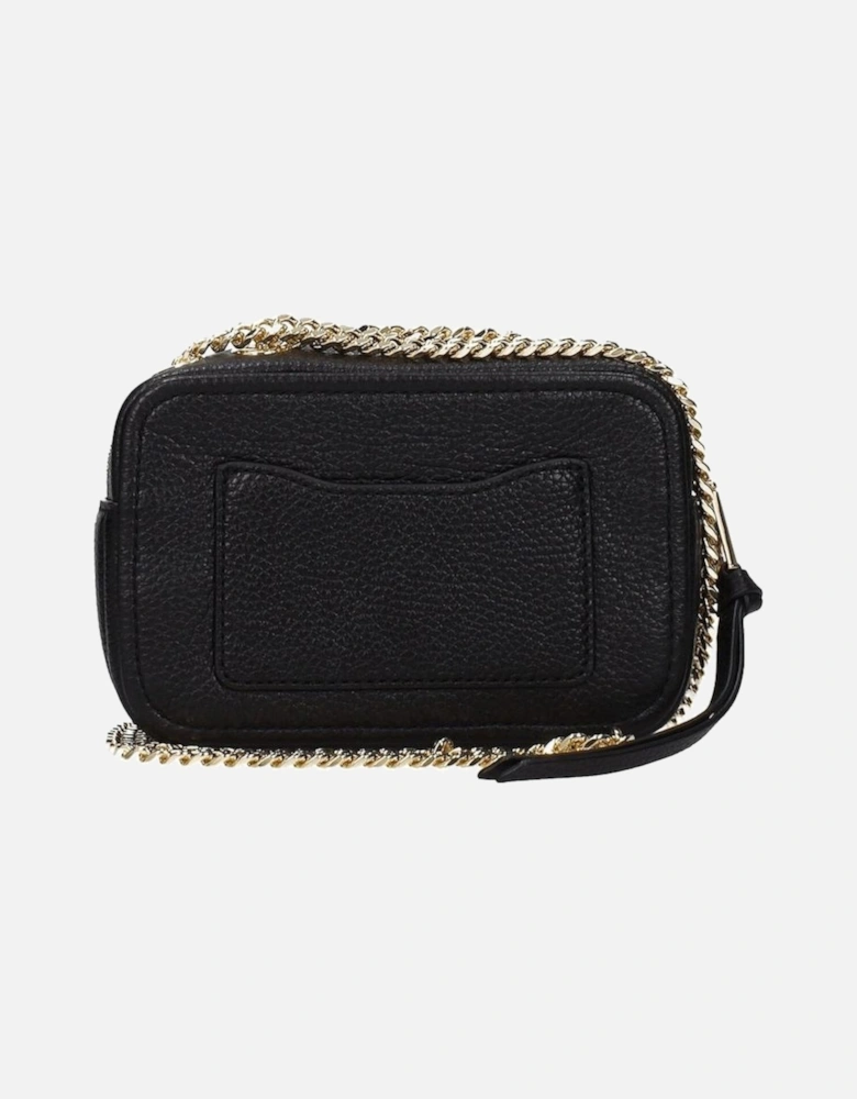 Leather Small Crossbody Bag with Side Logo Women - Black