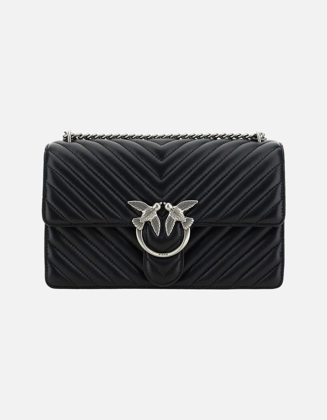 Classic Leather Quilted Shoulder Bag with Chain Strap Women - Black, 5 of 4