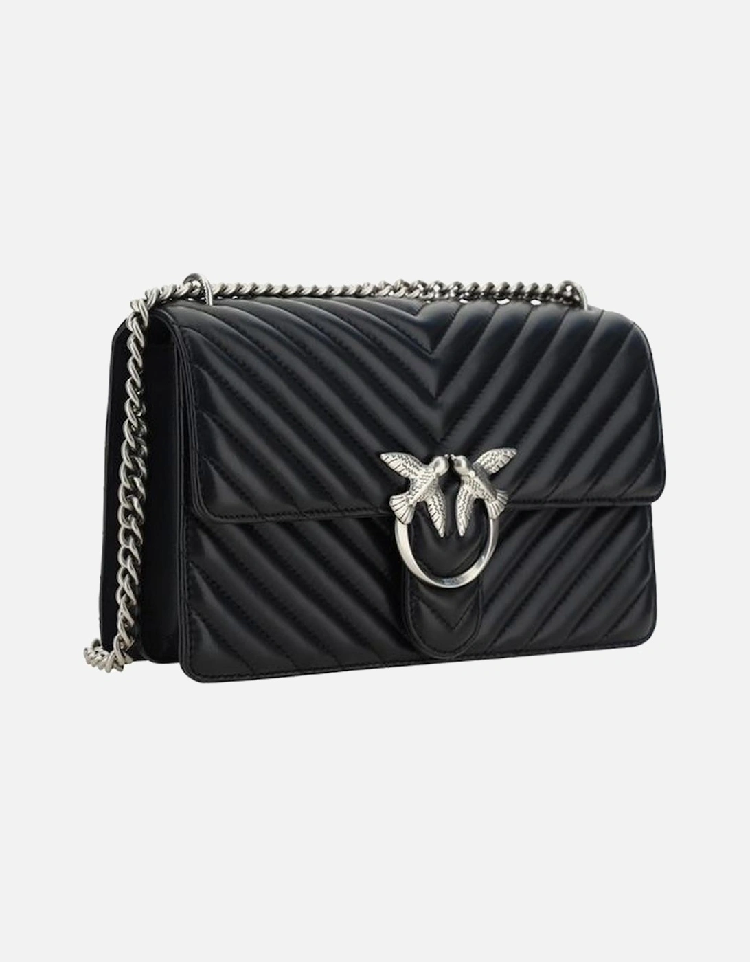 Classic Leather Quilted Shoulder Bag with Chain Strap Women - Black