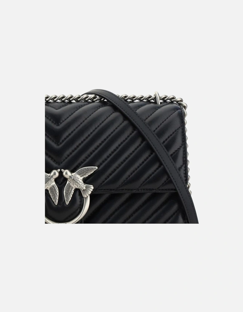 Classic Leather Quilted Shoulder Bag with Chain Strap Women - Black