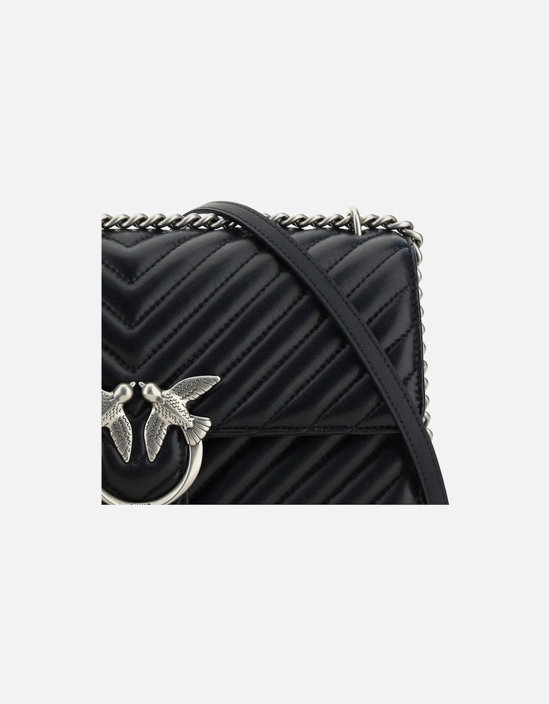 Classic Leather Quilted Shoulder Bag with Chain Strap Women - Black