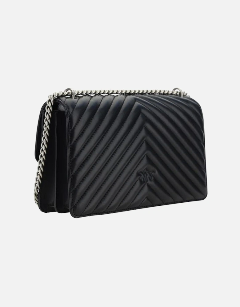Classic Leather Quilted Shoulder Bag with Chain Strap Women - Black