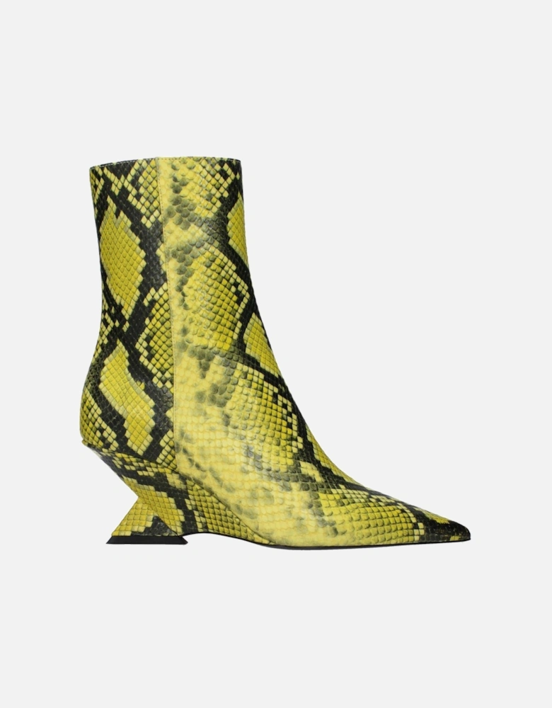 Pointy Toe Ankle Boots with Mid Heels Women - Yellow