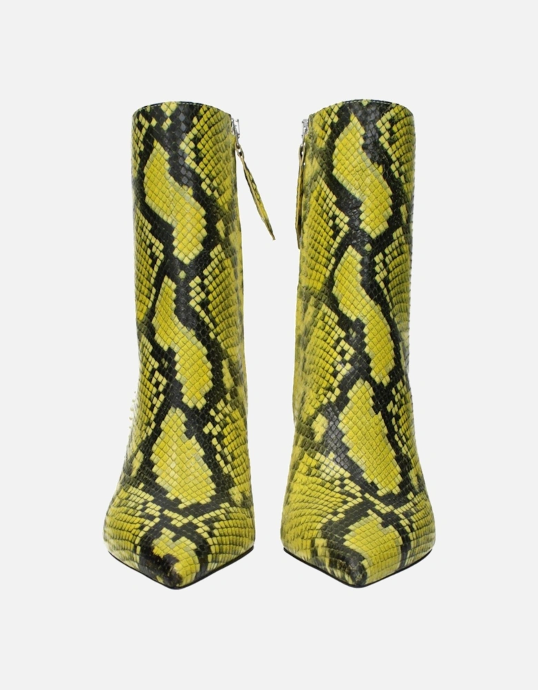 Pointy Toe Ankle Boots with Mid Heels Women - Yellow