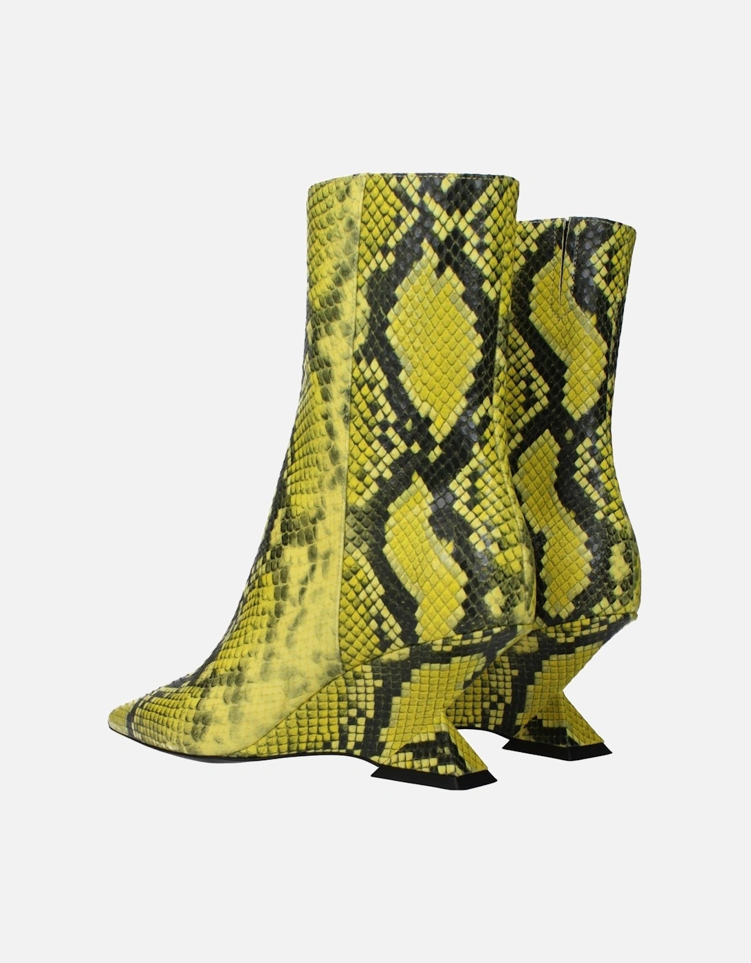 Pointy Toe Ankle Boots with Mid Heels Women - Yellow