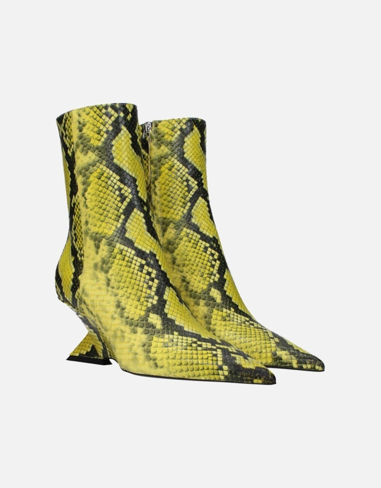 Pointy Toe Ankle Boots with Mid Heels Women - Yellow