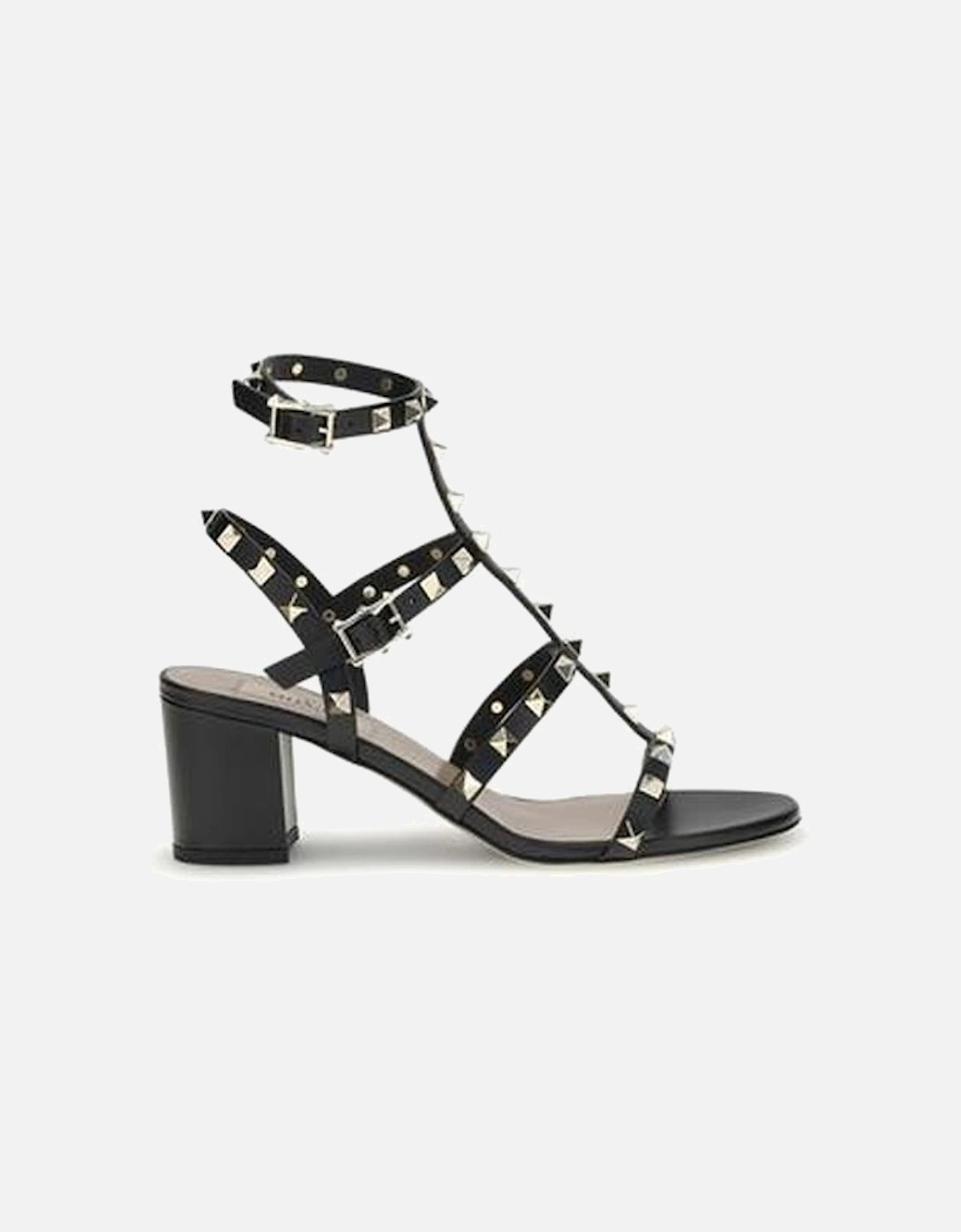 Rockstud Leather Sandals with Chunky Heel Women - Black, 4 of 3
