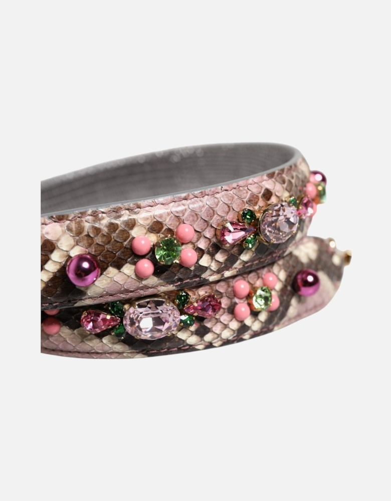 Python Leather Shoulder Bag Strap with Gold Clasps Women - Multicolor