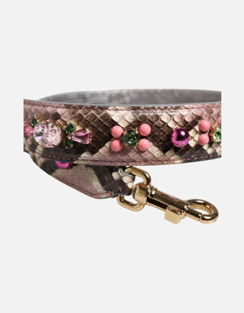 Python Leather Shoulder Bag Strap with Gold Clasps Women - Multicolor