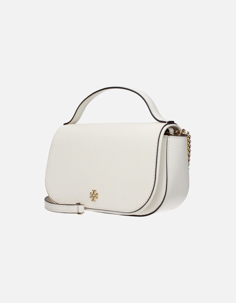 Leather Handbag with Removable Shoulder Strap Women - White