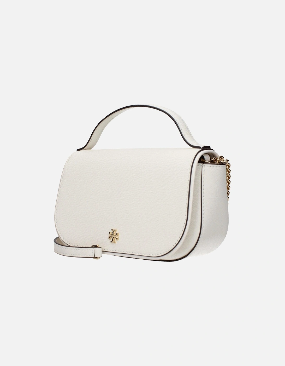 Leather Handbag with Removable Shoulder Strap Women - White