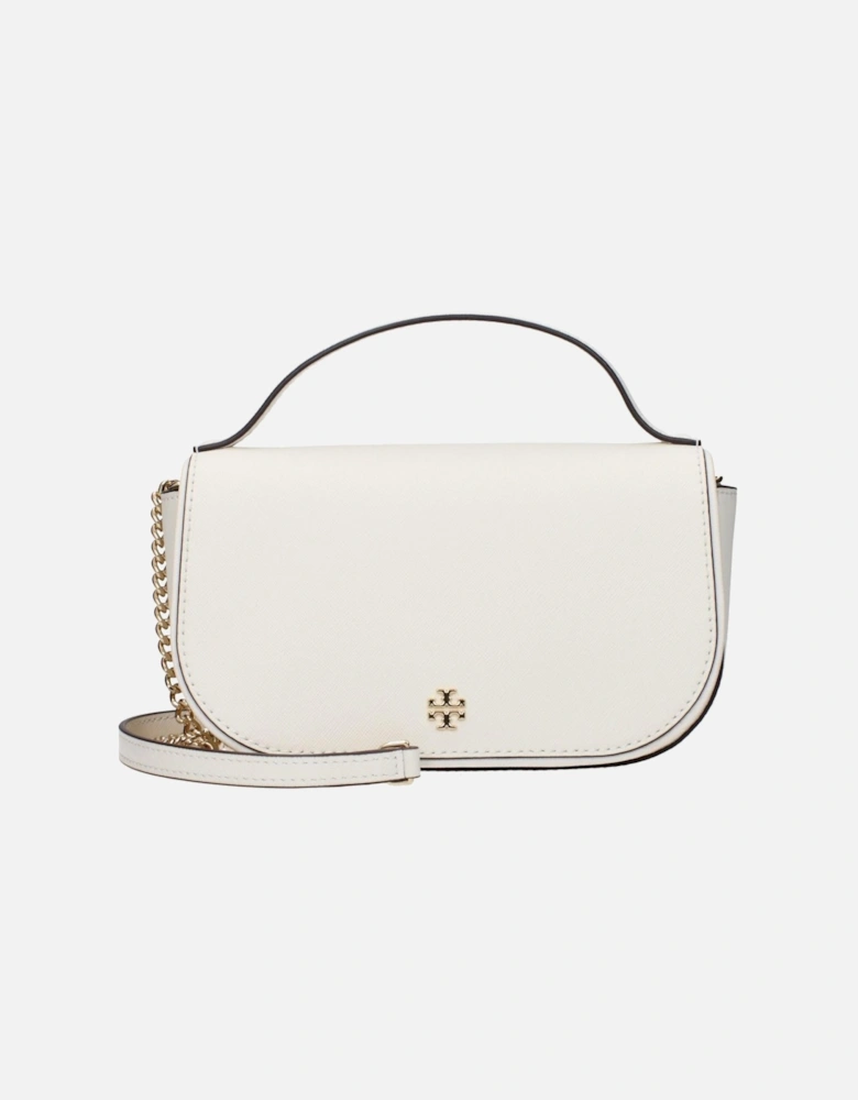 Leather Handbag with Removable Shoulder Strap Women - White