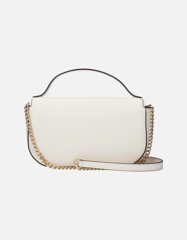 Leather Handbag with Removable Shoulder Strap Women - White