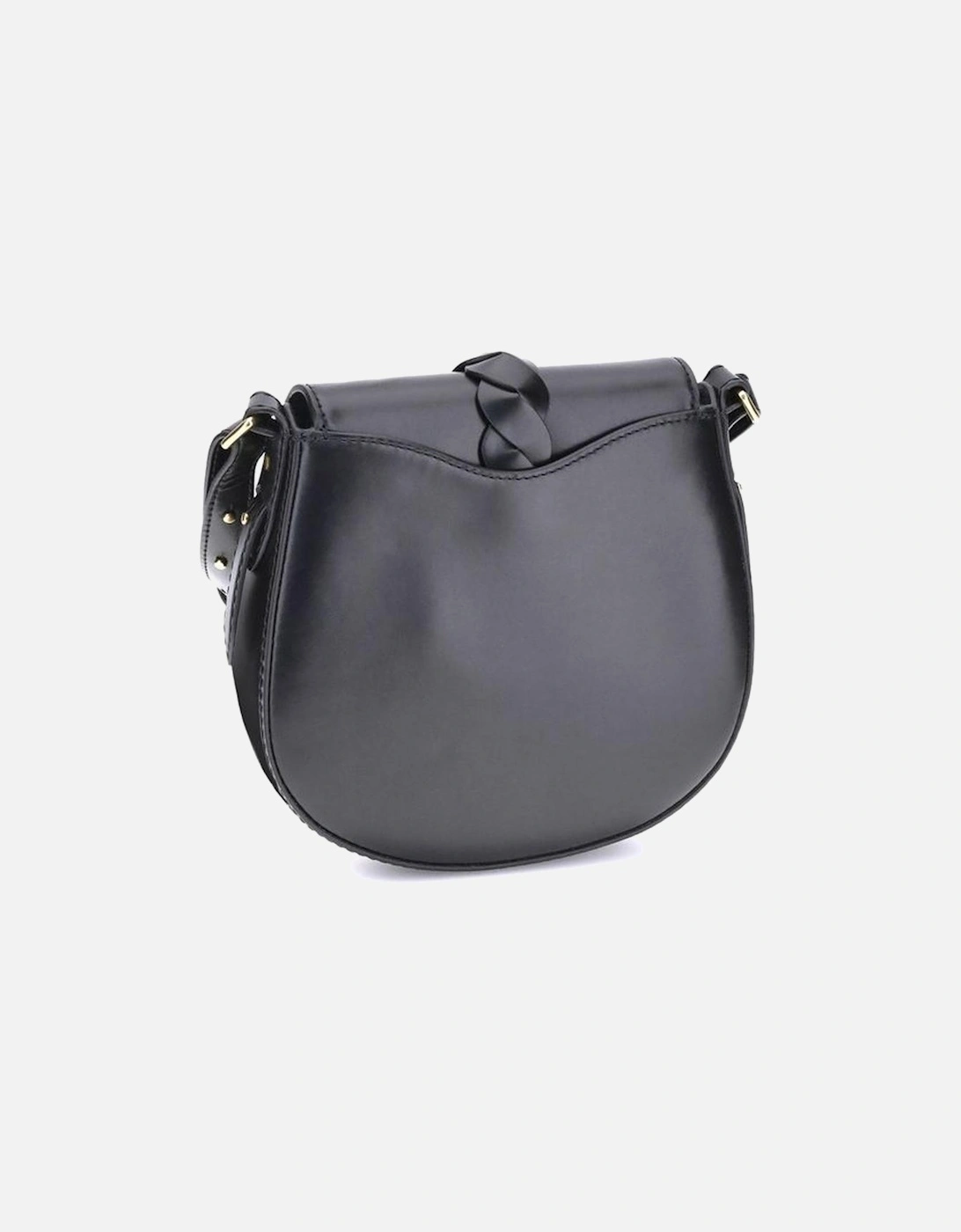 Smooth Leather Shoulder Bag with Adjustable Strap Women - Black
