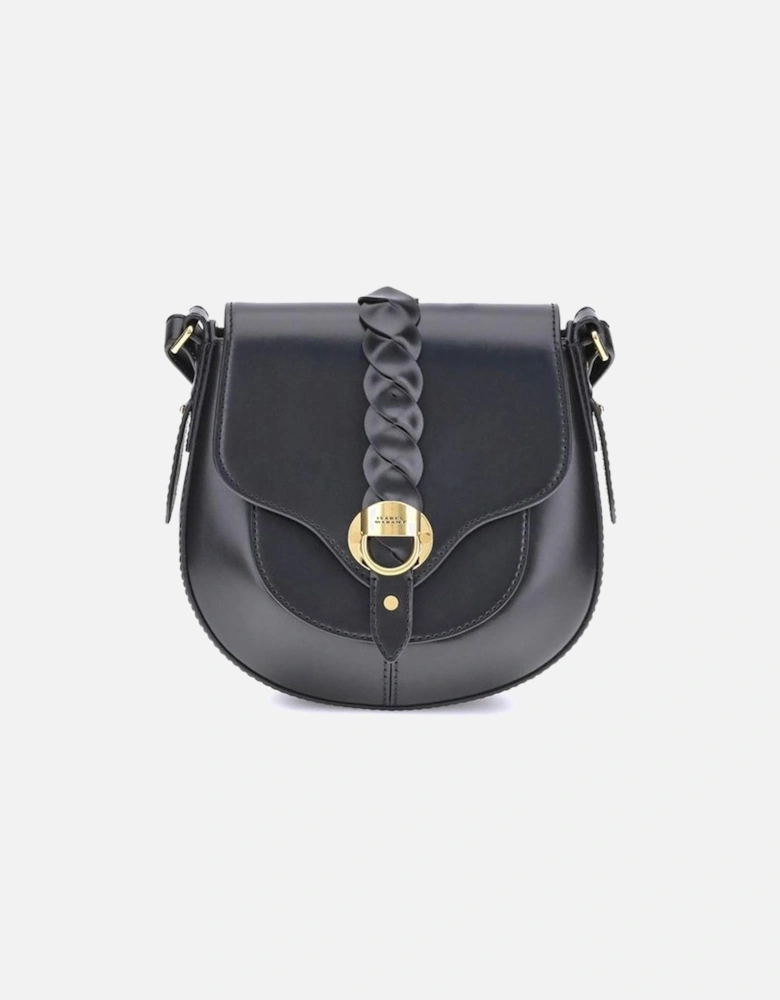 Smooth Leather Shoulder Bag with Adjustable Strap Women - Black
