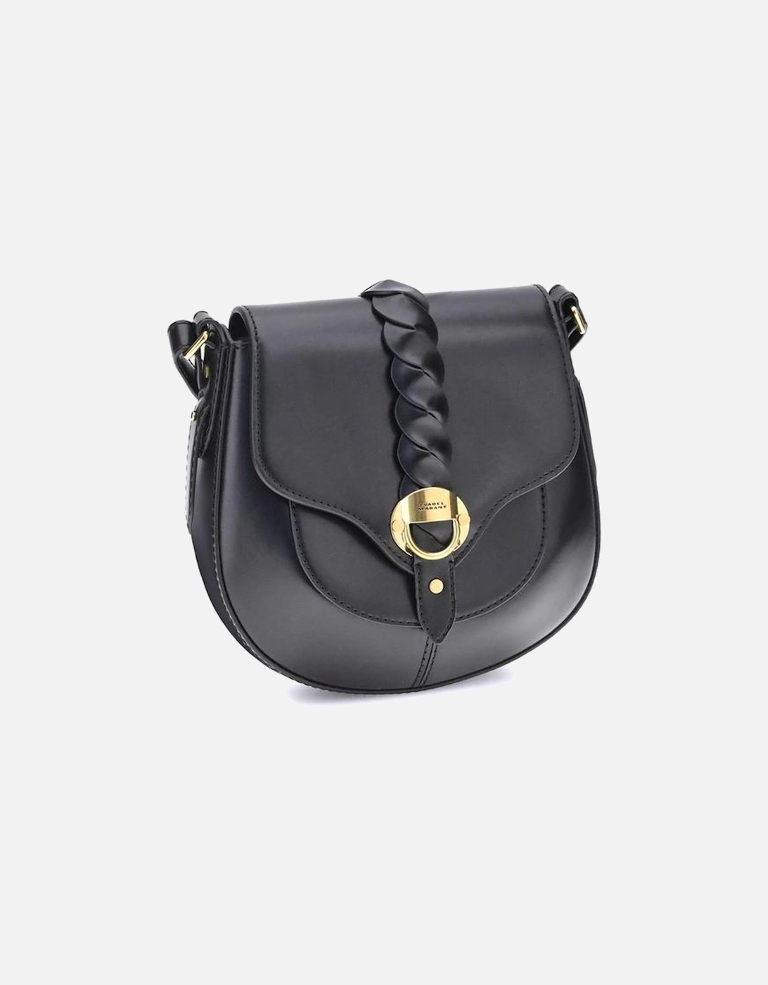 Smooth Leather Shoulder Bag with Adjustable Strap Women - Black