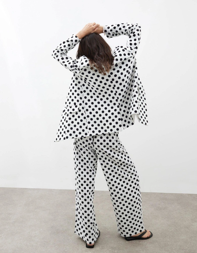 Polka Oversize Blazer - White