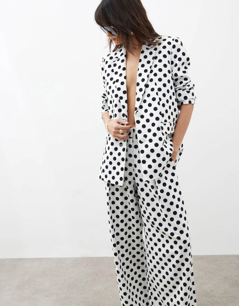 Polka Oversize Blazer - White