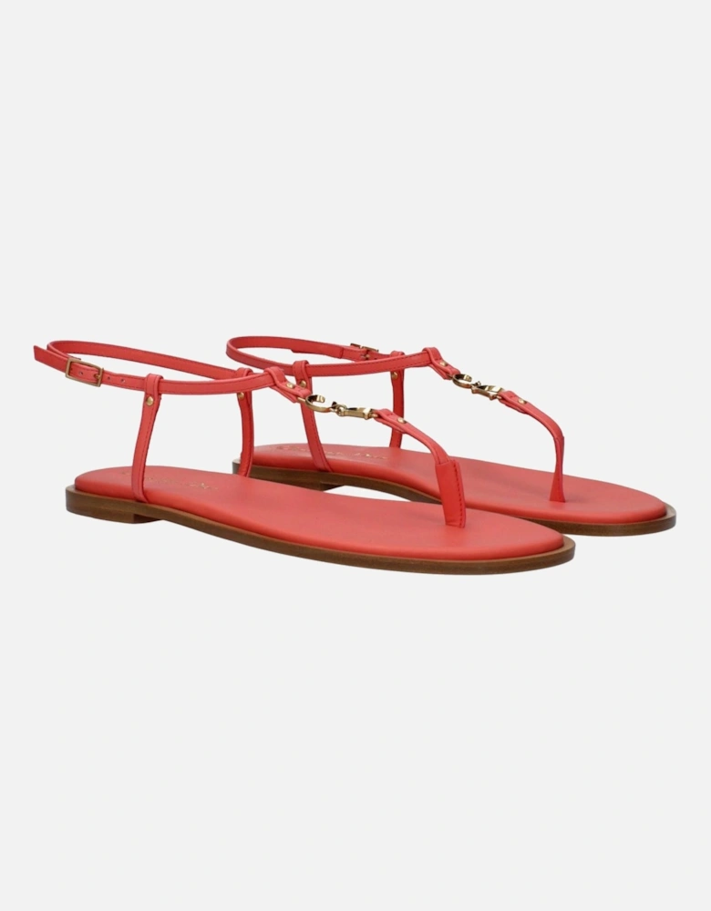 Leather Flip Flops with Front Logo Women - Pink Sandals