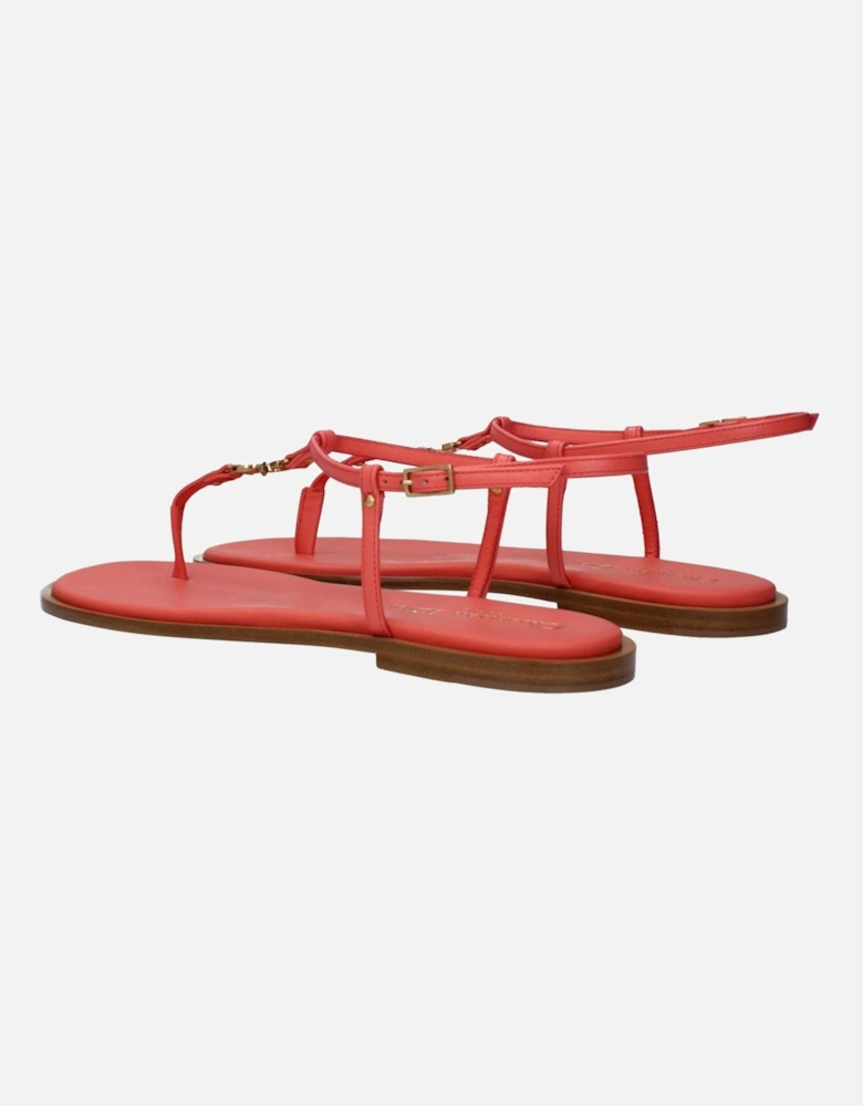 Leather Flip Flops with Front Logo Women - Pink Sandals