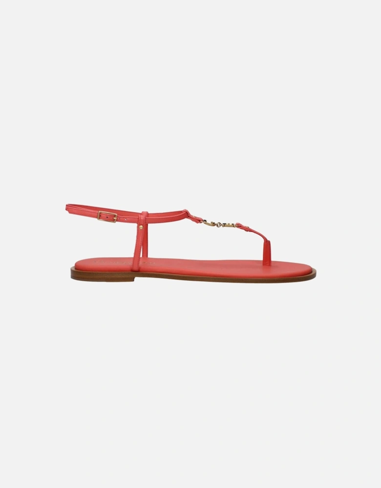 Leather Flip Flops with Front Logo Women - Pink Sandals