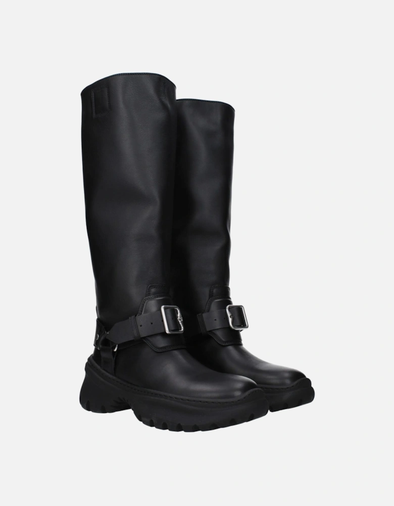 Leather Casual Boots with Vintage Effect Women - Black