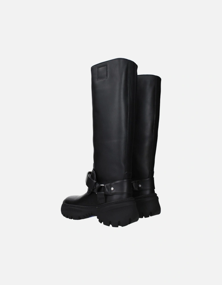 Leather Casual Boots with Vintage Effect Women - Black