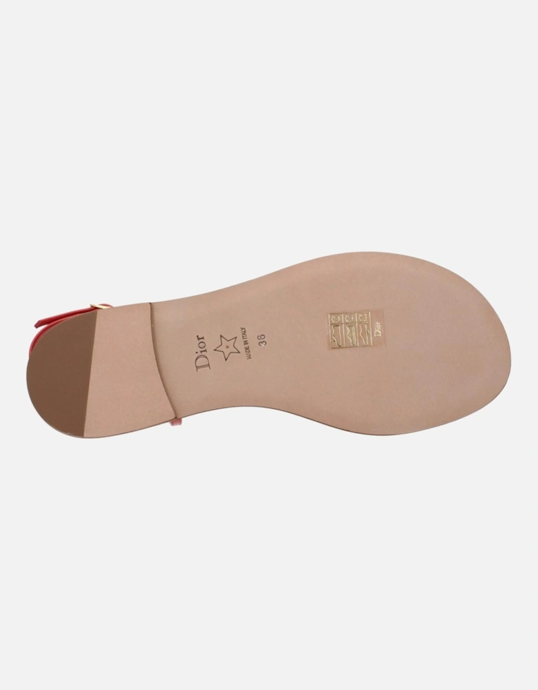Leather Flip Flops with Front Logo Women - Pink Sandals