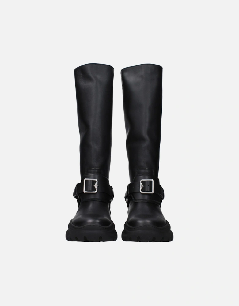 Leather Casual Boots with Vintage Effect Women - Black