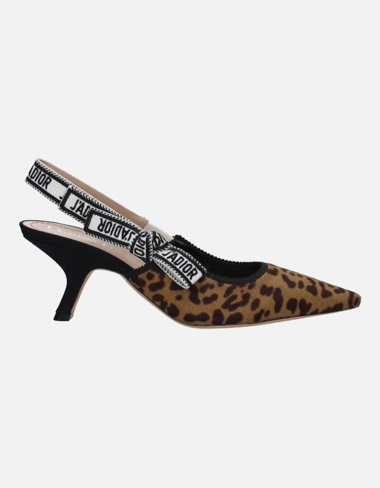 Mid-Heel Pointy Toe Pony Skin Sandals Women - Beige