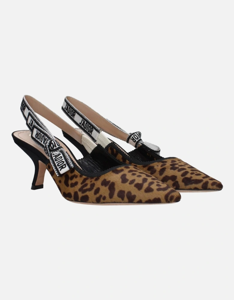 Mid-Heel Pointy Toe Pony Skin Sandals Women - Beige