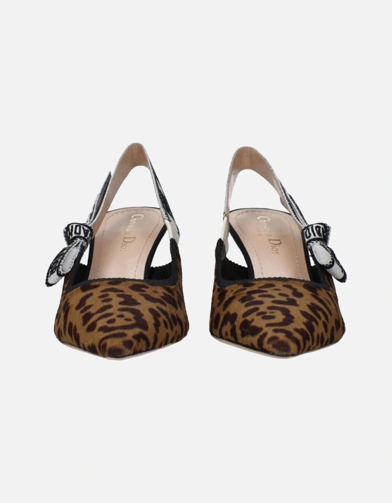 Mid-Heel Pointy Toe Pony Skin Sandals Women - Beige