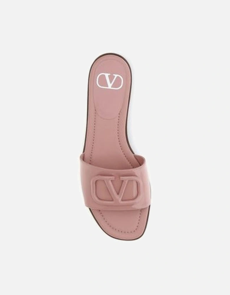 Patent Leather VLogo Slide Sandals with Mirrored Piping Women -