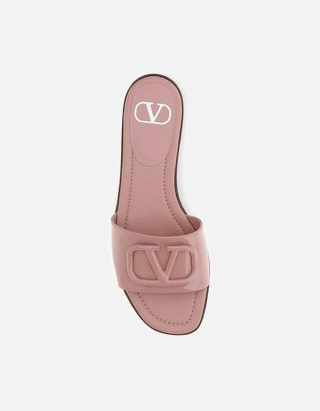 Patent Leather VLogo Slide Sandals with Mirrored Piping Women -