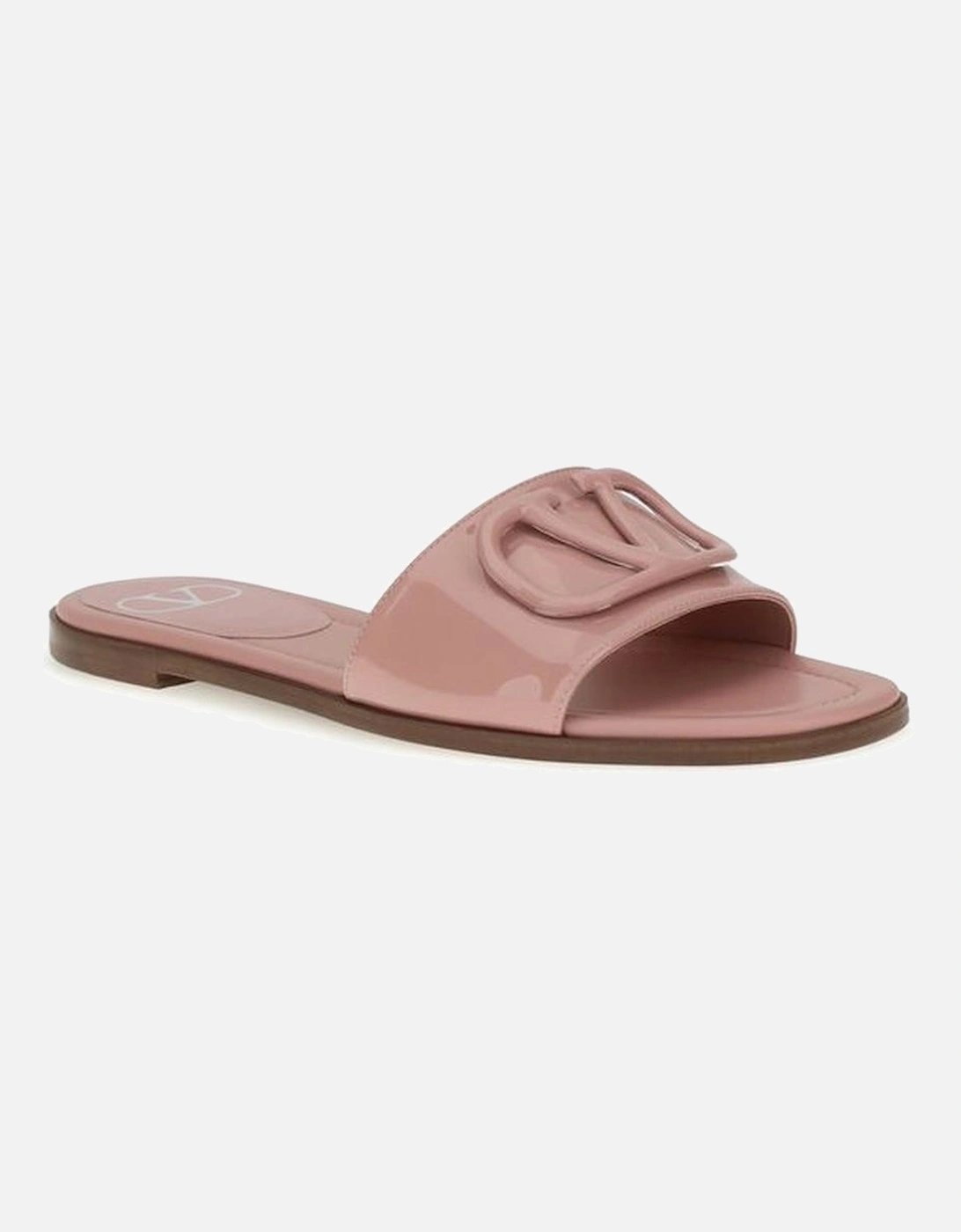 Patent Leather VLogo Slide Sandals with Mirrored Piping Women -