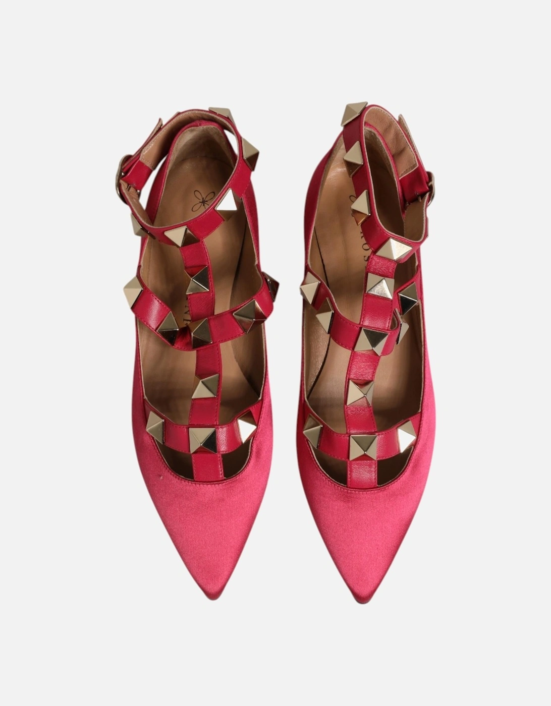 Ankle Strap Studded Ballet Flats Women - Red Flat Shoes
