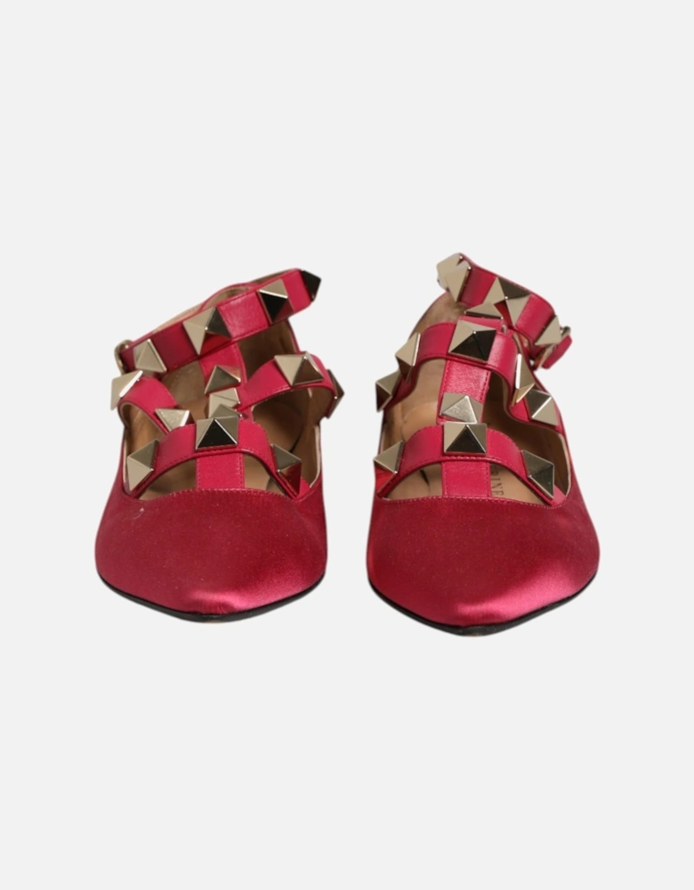 Ankle Strap Studded Ballet Flats Women - Red Flat Shoes
