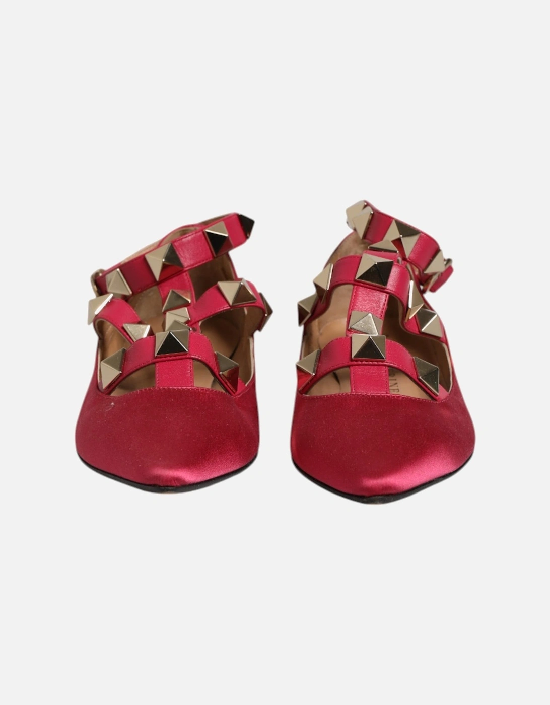 Ankle Strap Studded Ballet Flats Women - Red Flat Shoes