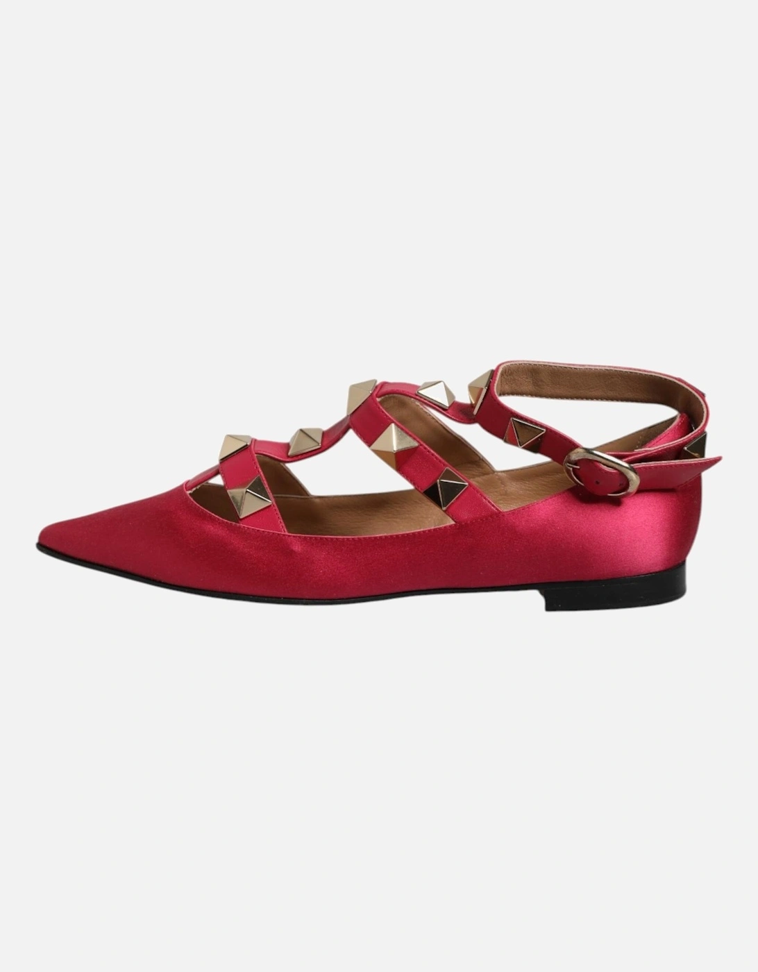 Ankle Strap Studded Ballet Flats Women - Red Flat Shoes
