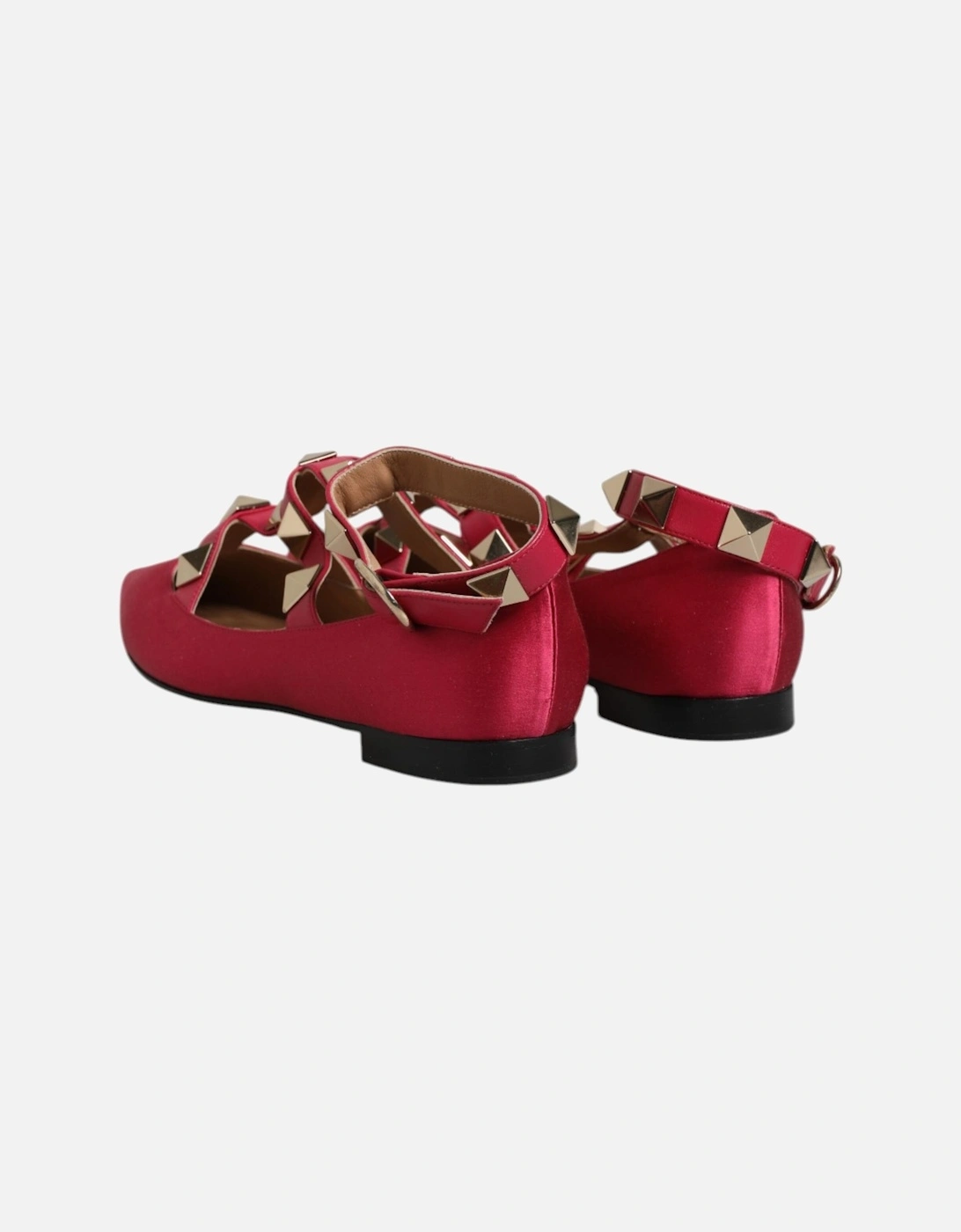 Ankle Strap Studded Ballet Flats Women - Red Flat Shoes