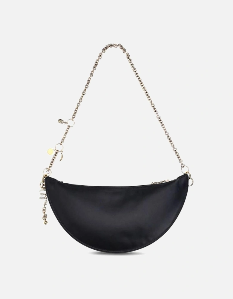 Lambskin Leather Shoulder Bag with Chain Strap Women - Black