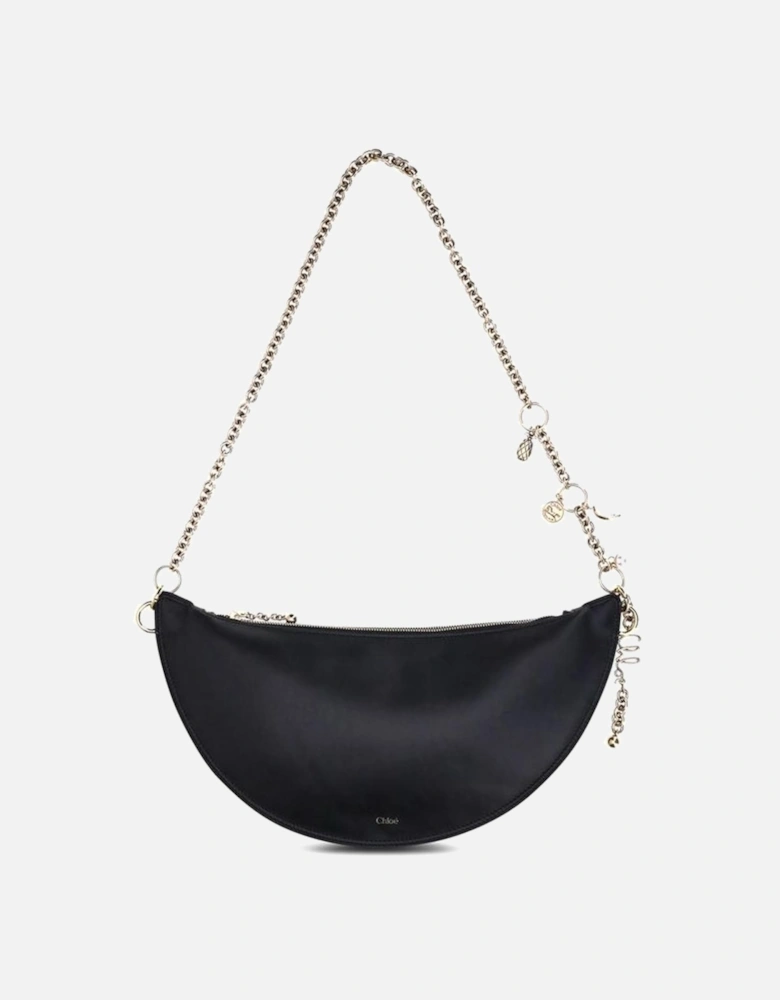 Lambskin Leather Shoulder Bag with Chain Strap Women - Black